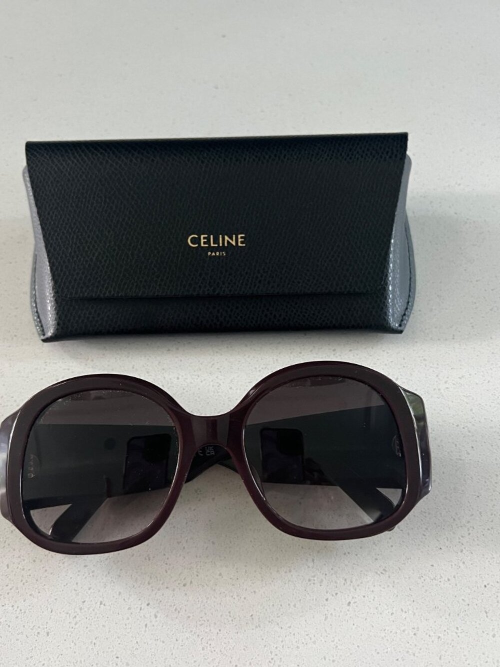 Celine CL40305U 48F Gradient  Deep Purple bold round sunglasses gold logo - Picture 10 of 10